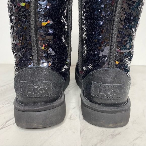 UGG Reversible Sequin Black Short Winter Boot 6 - Picture 4 of 14